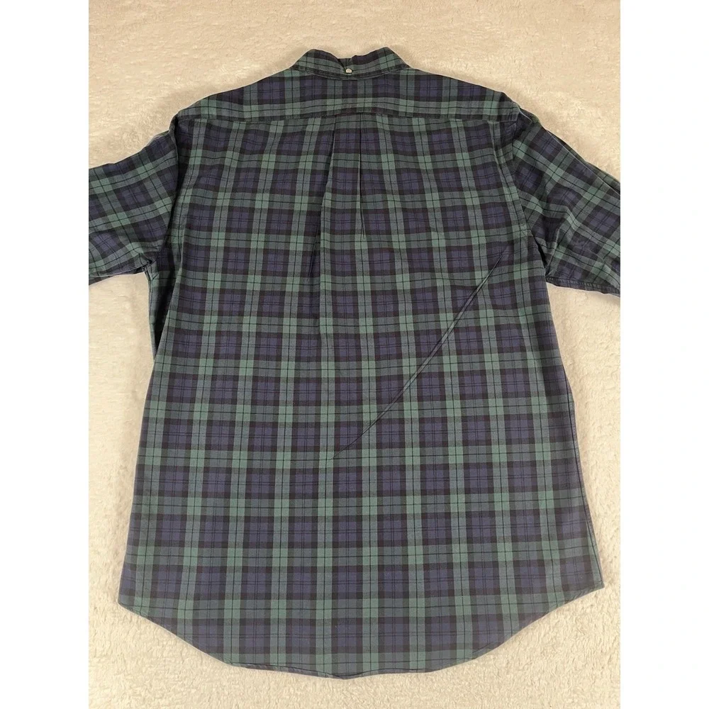 Polo Ralph Lauren Slim Fit Blue Green Plaid Cotton‎ L/S Btn Dwn Shirt Men's XL